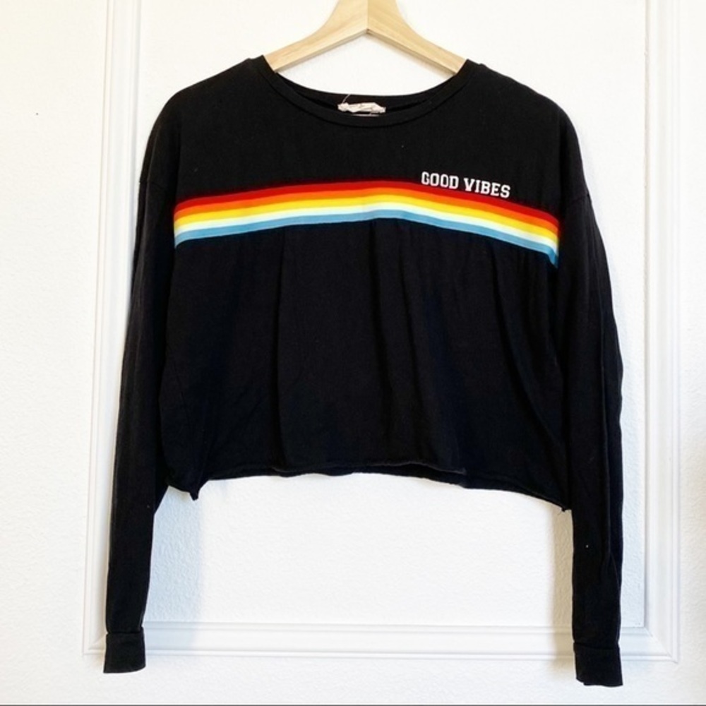 French Pastry Good Vibes Rainbow Pride boxy Crop Top